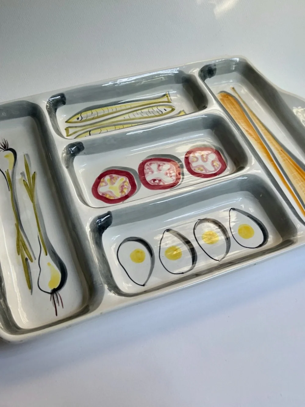 Italian MCM Hand Painted Art Pottery Tray